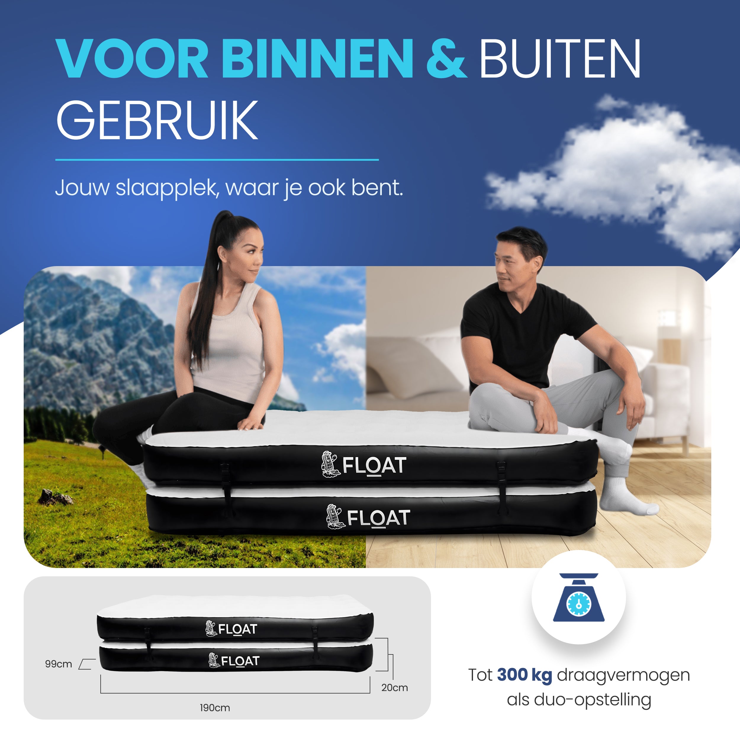 3in1 Twee 1 persoons luchtbedden - FLOAT Gemina