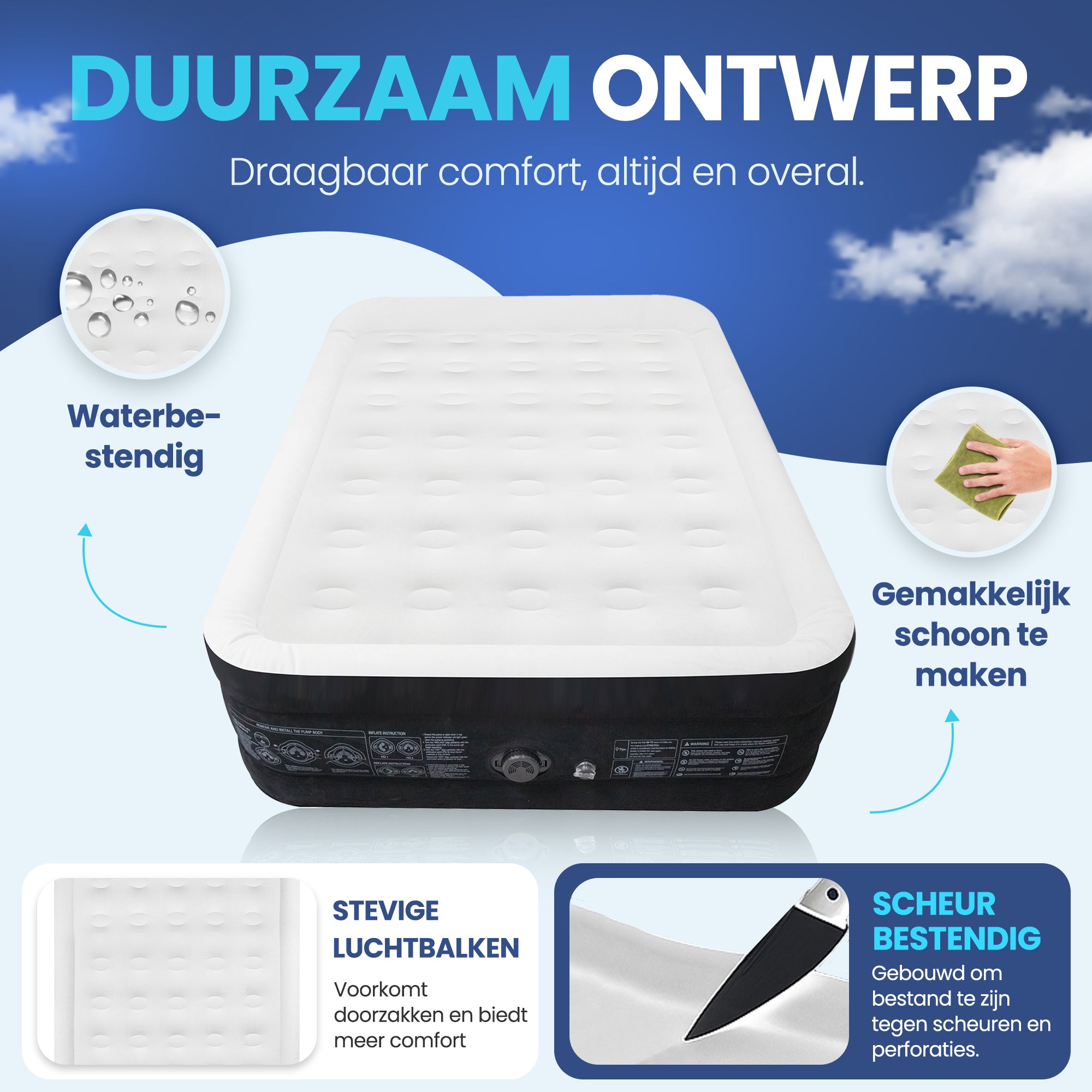 Twee persoons Luchtbed (203x152x45 cm) - FLOAT VersaVento