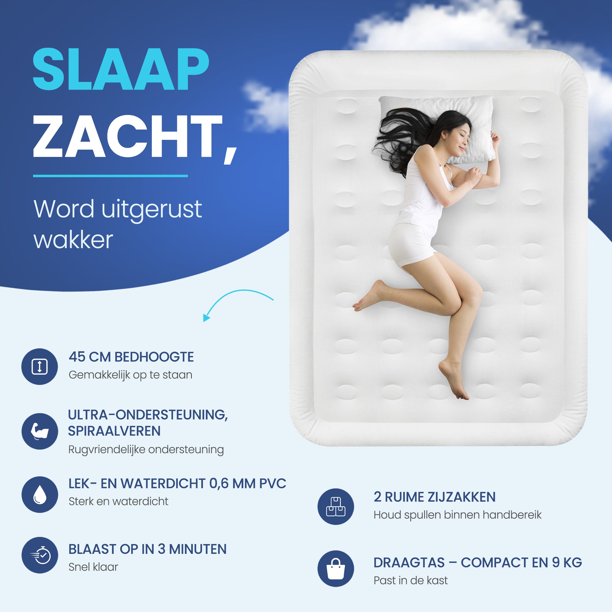 Twee persoons Luchtbed (203x152x45 cm) - FLOAT VersaVento