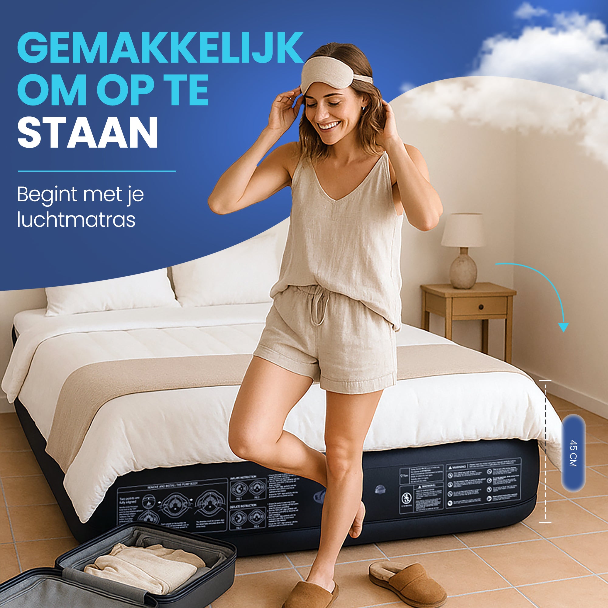 Twee persoons Luchtbed (203x152x45 cm) - FLOAT VersaVento